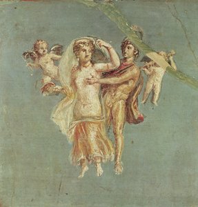Mars ja Venus kerubeilla sinisellä pohjalla, Herculaneumista tekijältä Roman