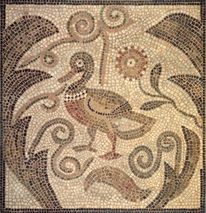 Mosaiikki ankasta vasemmalle päin viiniköynnöksissä (kivi & laasti) tekijältä Roman