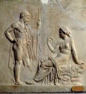 Uusattinen taide: Telephuksen (Telephus) myyttiä edustava reliefi 1. vuosisadalla eKr. Ercolanosta (Herculanum) Napoli, National Archaeological Museum tekijältä Roman