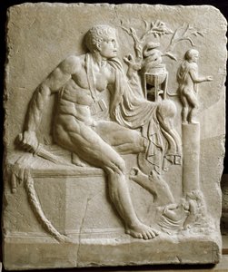 Orestes konsultoi Apollon oraakkelia Delphissä (marmori) tekijältä Roman