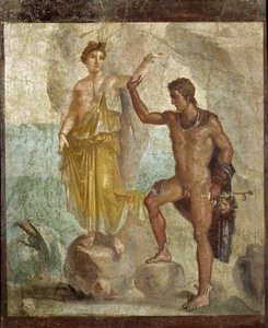 Persee vapauttava Andromede. Fresque 98x120cm. Provenant de la Maison des Dioscures (Dioscurien talo) Pompejissa. 300 ap JC. Kansallinen arkeologinen museo, Napoli (Musee archeologique de Naples). © Raffael / Leemage tekijältä Roman