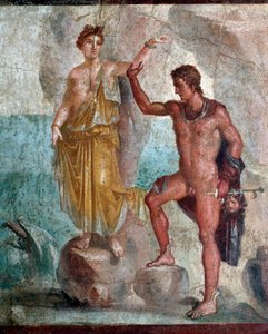 Perseus pitelee Medusan päätä, maksava Andromeda - fresko tekijältä Roman