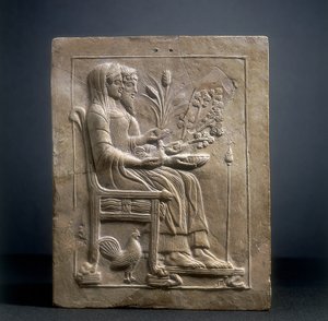 Pinax of Persephone ja Pluto Hadesissa (terrakotta) tekijältä Roman