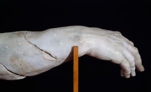 Polyphemuksen oikea käsi, fragmentti Polyphemus-ryhmästä tai Ulysses sokaiseva Polyphemus, Agesanderin, Athenodoruksen ja Polydoruksen marmoriveistos, kopio hellenistisen ajan alkuperäisestä, Rooman sivilisaatiosta tekijältä Roman