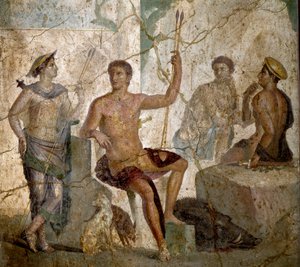 Roomalainen taide: "" Meleagre ja Atalante""" Roomalainen fresko 1. vuosisadalta jKr. Pompejista. Napoli, kansallinen arkeologinen museo - roomalainen taide: Meleager ja Atalanta. Roomalainen fresko 1. vuosisadalta jKr. Pompejista. Kansallinen arkeologinen tekijältä Roman
