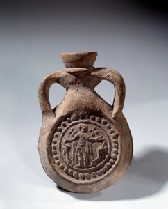 Roomalainen taide: Terrakotta ylistyslamppu, jonka jalka edustaa pyhimystä. 4. vuosisadalla jKr. Pariisi, Louvre-museo tekijältä Roman