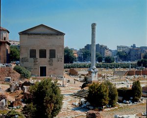 Forum Romanum: näkymä senaatin Curian (curia) kokouspaikalle. 1. vuosisadalla eaa. Rooma tekijältä Roman