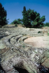 Roomalaiset Pollentian jäänteet, amfiteatterin yksityiskohta, Alcudia, Mallorca, Espanja tekijältä Roman