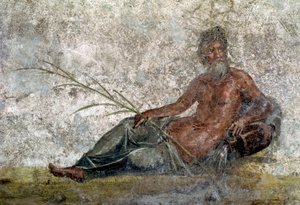 Roomalainen taide: Joen jumalan esitys. Yksityiskohta freskosta Vestalesin talosta Pompejista. 1. vuosisadalla jKr. Pariisi, Louvre-museo tekijältä Roman