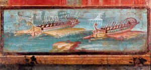 Roomalaiset sotalaivat sataman sisäänkäynnillä (fresko tekijältä Roman