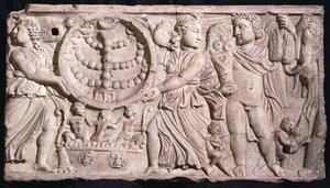 Mausta sarkofagi menorahilla (marmori) tekijältä Roman