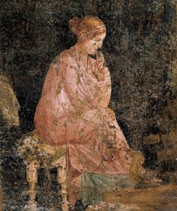 Istuva nainen, yksityiskohta freskosta Pompejista tekijältä Roman