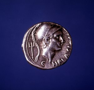 Hopeakolikko, jossa on Scipion afrikkalainen kuva (235 eKr. - 183 eKr.). tekijältä Roman
