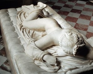 Nukkuva Hermafrodiitti (marmoriveistos, 2. vuosisadalla eKr.) tekijältä Roman