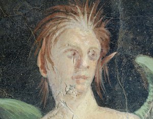 Siivekäs nero, freskon fragmentti Publius Fannius Synistorin huvilasta, Boscoreale, Campania, Italia, Yksityiskohta, roomalainen sivilisaatio tekijältä Roman