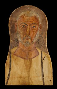 Egyptiläisten jumalien ympäröimä vanhus, n. 250 jKr. (tempera sycomore-maalilla). tekijältä Roman Period Egyptian
