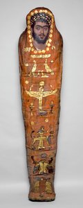 Nuoren miehen muumio, jossa encaustic muotokuva, El-Hibehistä (pellavakääritty ihmisen jäänteet ja maalattu puupaneeli). tekijältä Roman Period Egyptian
