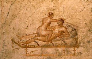 Eroottinen fresko House of Vettii -rakennuksesta Pompejista (UNESCOn maailmanperintöluettelo). tekijältä Roman Roman