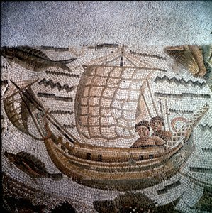Kalastuskohtaus Mosaicissa Hippossa, Algeriassa. tekijältä Roman Roman