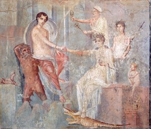 Fresko, joka kuvaa Ion saapumista Egyptiin, Pompejiin, Campaniaan, roomalaiseen sivilisaatioon tekijältä Roman Roman