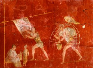 Pesulamiehiä kuvaava fresko Pompejista (UNESCOn maailmanperintöluettelo). tekijältä Roman Roman