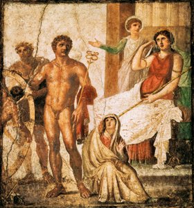 Issonen kidutusta kuvaava fresko Vettii-talosta, Pompejista, Campaniasta tekijältä Roman Roman