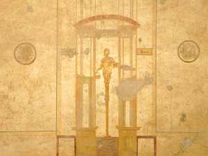 Karyatidia kuvaava fresko House of Loversista, Pompejista, Campaniasta, roomalaisesta sivilisaatiosta tekijältä Roman Roman