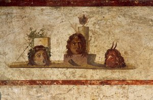 Kolmea päätä kuvaava fresko, Caius Julius Polybiuksen talo, Pompeji (UNESCOn maailmanperintöluettelo) tekijältä Roman Roman