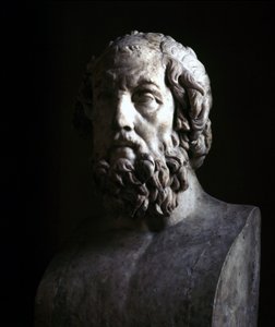 Kuvitteellinen muotokuva Sokeasta Homeruksesta. Jäljennös hellenistisen ajan rintakuvasta, joka on peräisin 2. vuosisadalta eKr. Musée du Louvre Paris tekijältä Roman Roman