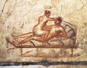 Italia, Campanian alue, Napolin maakunta, Pompei, Vettii-talo, Eroottinen fresko tekijältä Roman Roman