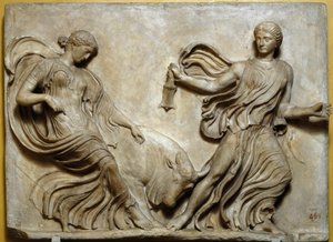 Nike Athena -temppelin kaiteen matala kohokuvio tekijältä Roman Roman
