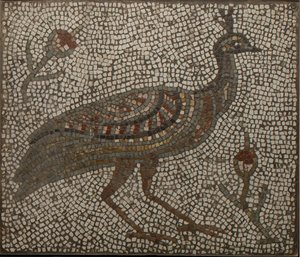 Mosaiikki, jossa on riikinkukko ja kukkia, 3.-4. vuosisata (mosaiikkia) tekijältä Roman Roman