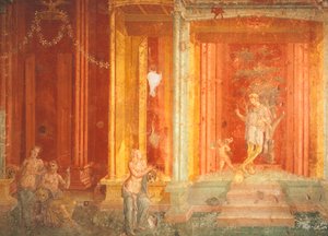 Seinämaalaus, joka kuvaa Iphigeniaa Härässä, Pinarius Cerialisin talo, Pompei, Campania, Italia tekijältä Roman Roman