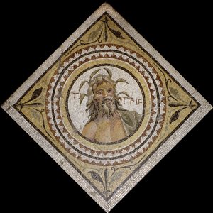 Tigris-joen personifikaatio, 2./3. vuosisadan loppu jKr (mosaiikki) tekijältä Roman Roman