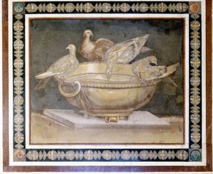 Roomalainen mosaiikki, joka edustaa 4 kyyhkystä. tekijältä Roman Roman