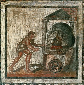 Leivän työntäminen uuniin (mosaiikki) tekijältä Roman Roman