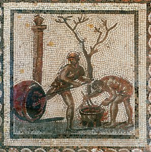 Tynnyrien tervaaminen (mosaiikki) tekijältä Roman Roman