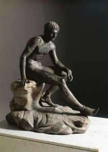 Loput Hermeksen roomalaisesta pronssiveistosta Lysippen kreikkalaisen alkuperäisteoksen mukaan. Ercolano (Herculaneum) Dim. 105 cm Napoli, Museo Archeologico Nazionale tekijältä Roman Roman