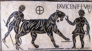 Tiikerin kesyttäjät Colosseumin seinillä - Roman Mosaic tekijältä Roman Roman