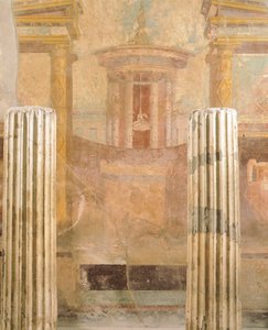 Seinämaalaus toisessa pompeilaisessa tyylissä, House of Labyrinthista, Pompejista, Campaniasta, roomalaisesta sivilisaatiosta tekijältä Roman Roman