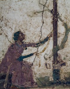 Nainen pyhässä puussa, freskon fragmentti Pompejista, Campaniasta, Italiasta, roomalaisesta sivilisaatiosta tekijältä Roman Roman
