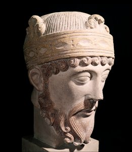 Muotokuva Karolingien Länsi-Fransian kuninkaasta Lothair (kiviveistos tekijältä Romanesque