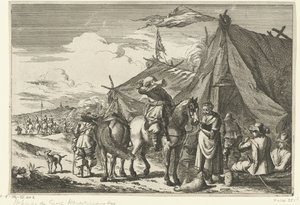 Ratsastajat lepäävät teltoissa tekijältä Romeyn de Hooghe (rejected attribution)