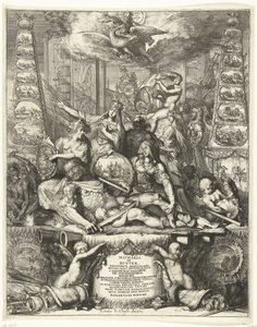 Allegoria Michiel de Ruyterin kuolemasta, 1676 tekijältä Romeyn de Hooghe