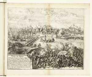 Beleg en inname van Grave, 1586 Tallennus (nimi esineessä) Flanderin sodat (sarjan nimi) tekijältä Romeyn de Hooghe