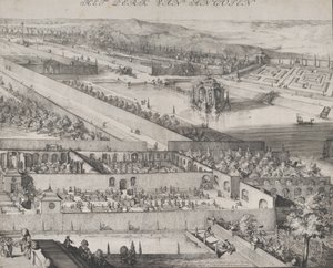 Yksityiskohta puistosta Enghienin oikealla puoliskolla, 1685. tekijältä Romeyn de Hooghe