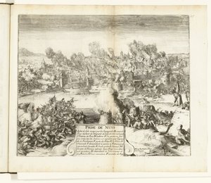 Neussin valtaaminen ja ryöstäminen, 1586 Prize de Nuys (nimi esineessä) Guerres de Flandres (sarjan nimi) tekijältä Romeyn de Hooghe