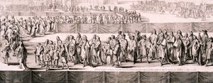 Kuningatar Mary II:n hautajaiset, Westminster Abbey, Lontoo, 1695 tekijältä Romeyn de Hooghe