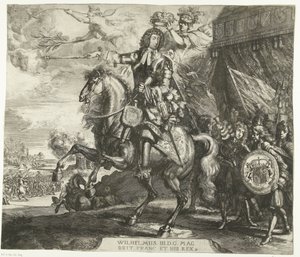Oranssin prinssi William III:n ratsastusmuotokuva tekijältä Romeyn de Hooghe