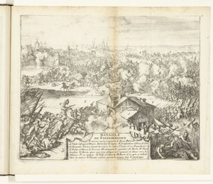 Steenbergenin taistelu, 1583 Bataille de Steenberghen (otsikko esineessä) Guerres de Flandres (sarjan nimi) tekijältä Romeyn de Hooghe